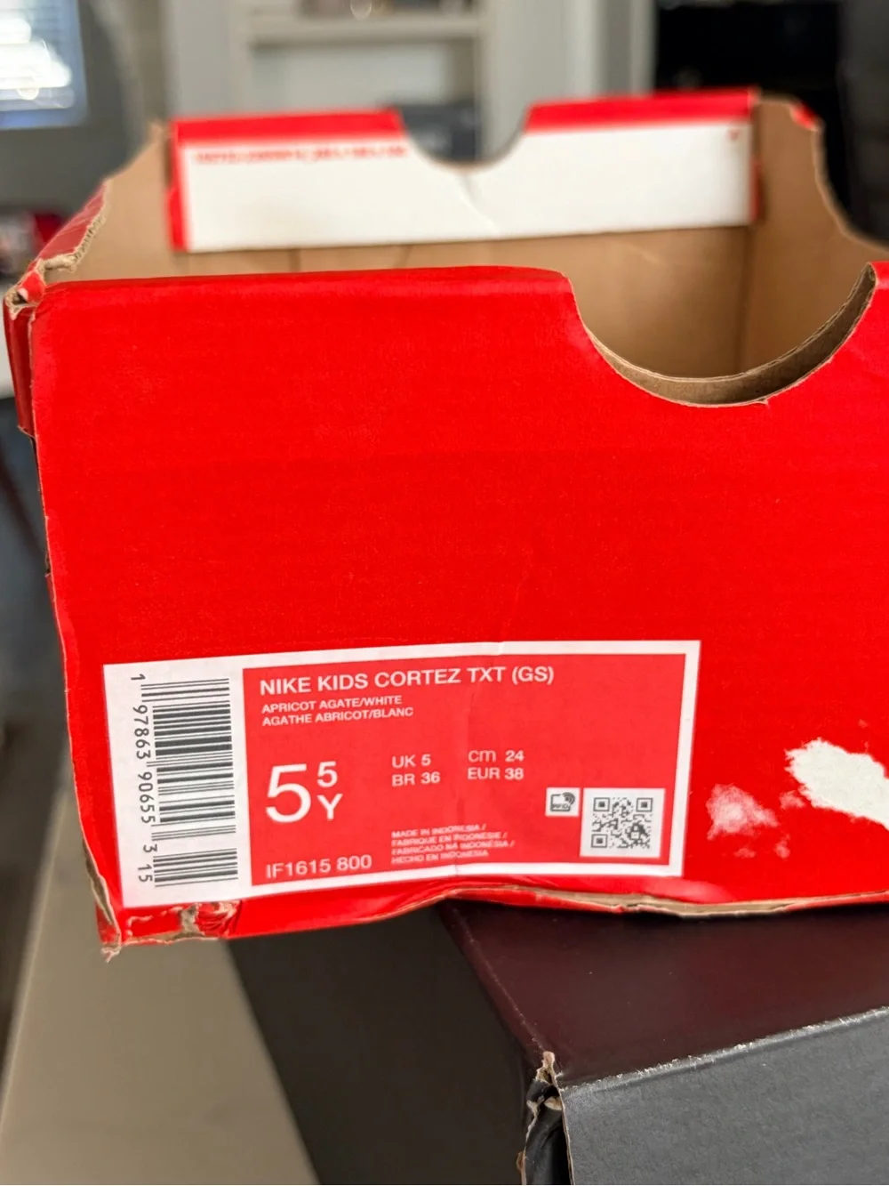 Nike Kids Cortez TXT Orange and White Retro Runner Sneakers NO BOX LID